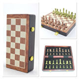 Ahşap Kutulu Metal Taşlı Hazneli Satranç Takımı