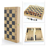 Ahşap Satranç ve Tavla Seti