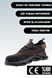 Eurosantex Spor İş Ayakkabısı Air Taban Ortopedik Çelik Burunlu İş Ayakkabısı Siyah