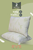 2 Adet Bamboo Serisi Kılıflı Fermuarlı Yıkanabilir Antialerjik Silikon Elyaf Yastık 50x70cm 800 gr