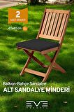 Bahçe - Salon - Balkon Fermuarlı Bağlanabilir Yıkanabilir Alt Sandalye Minderi 2 Adet