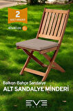 Bahçe - Salon - Balkon Fermuarlı Bağlanabilir Yıkanabilir Alt Sandalye Minderi 2 Adet