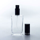20 ADET BOŞ CAM PARFÜM ŞİŞE, 50 ML, İXR MODEL, ŞEFFAF, METAL VALF VE KAPAKLI