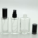 20 ADET BOŞ CAM PARFÜM ŞİŞE, 50 ML, KARE MODEL, ŞEFFAF