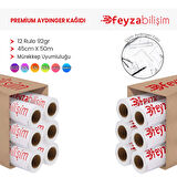 Feyza Bilişim® Plotter Aydınger (Çizim) Kağıdı 92gr Rulo 45cm x 50mt (12 Rulo)