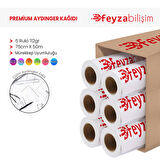 Feyza bilişim® Plotter Aydınger (Çizim) Kağıdı 112gr Rulo 75cm x 50mt (6 Rulo)