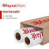 Feyza Bilişim® 1.Hamur Premium Opak 80 gr Plotter (Çizim) Kağıdı 62cm x 130mt (2 Rulo)