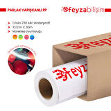 Feyza Bilişim® Microporous Parlak Glossy PP Film Yapışkanlı Waterprof 230 Mic 107cm x 30 mt (1 Rulo)