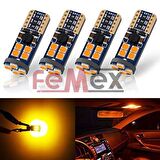 FEMEX T10 3030 Chip 12Ledli 650Lumen Turuncu Led Ampul Aktif Canbus
