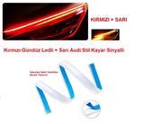 SELAMLAMALI Açılış Animasyonlu Far Kaşı Kırmızı Audi Stil Kayar Sinyalli Far Üstü Slim Led