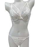 Dantel Detaylı Kapsız Likralı Sütyen Külot Takımı İç Giyim Slip Külot Brazilyan