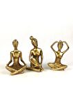 Gold Renk Yogacı Kız 3lü Biblo