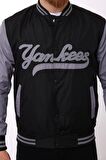 Siyah Yankees Baskılı Ceket F01000