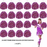 Partitoys 10 Çift ( 20 Adet ) Pembe Renk 23 Nisan 19 Mayıs 29 Ekim Okul Gösteri Ponponları