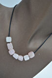 STONEAGE JEWELLERY Pembe Kuvars Taşlı Metalsiz Kolye