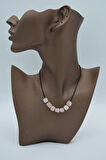 STONEAGE JEWELLERY Pembe Kuvars Taşlı Metalsiz Kolye