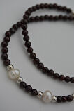 STONEAGE Lal Garnet ve İnci Taşlı Bayan Kolye