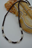 STONEAGE Lal Garnet ve İnci Taşlı Bayan Kolye