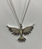 Zümrütü anka Kuşu Gümüş Şans Kolyesi