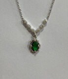 Aşk Modeli Yeşil Taşlı Gümüş Şans Kolyesi