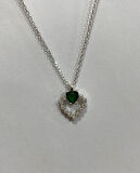 Kalpli Yeşil Taşlı Gümüş Şans Kolyesi