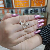 Melek Kanadı Ve Tektaş Gümüş Kadın Kolye