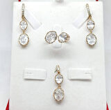Oval 3 Salkım Üçlü Gümüş Set & Takım