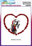 Ölü Gelin Corpse Bride Güllü Kalp Ütü ile Yapışan Tekstil DTF Baskı