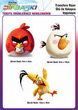 Angry Birds 3 Adet Ütü ile Yapışan Tekstil DTF Baskı