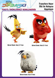 Angry Birds 3 Adet Ütü ile Yapışan Tekstil DTF Baskı
