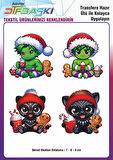 Hulk Black Panther Yılbaşı Noel Ütü ile Yapışan Tişört Tekstil Transfer Dtf Baskı