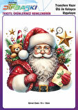 Yılbaşı Noel Baba Ütü ile Yapışan Tişört Tekstil Transfer Dtf Baskı