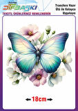 Kelebek Çiçek Ütü ile Yapışan Tekstil Dtf Baskı