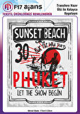 Ütü Ile Yapışan Tekstil Dtf Baskı Görseli Sunset Beach