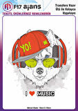 Ütü Ile Yapışan Tekstil Dtf Baskı Görseli I Love Music