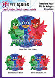 Ütü Ile Yapışan Tekstil Dtf Baskı Görseli Pijamaskeliler Pjmasks