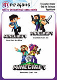 Ütü ile Yapışan Tekstil DTF Transfer Baskı Minecraft 3'lü Set