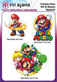 Ütü ile Yapışan Tekstil DTF Transfer Baskı Süper Mario 3'lü Set