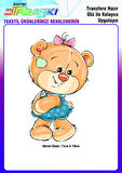 Sevimli Kurdeleli Ayıcık Ütü ile Yapışan Tekstil DTF Baskı