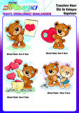 Sevimli Ayıcıklar 4 Adet Ütü ile Yapışan Tekstil DTF Baskı