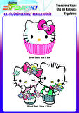 Hello Kitty 2 Adet Ütü ile Yapışan Tekstil DTF Baskı