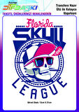 Florida Skull League Kuru Kafa Ütü ile Yapışan Tekstil DTF Baskı