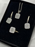 Gümüş Beyaz Taşlı Kadın Set