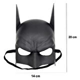Siyah Renk Çocuk Boy Arkadan Lastikli Batman Maskesi A Kalite  20x14 Cm
