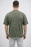 Marsilyan Oversize Fit Bisiklet Yaka Baskılı Erkek Tişört Haki %100 Pamuk