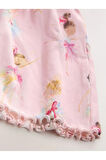 % 100 Pamuklu Pembe Balerin Desenli Kısa Kollu Elbise