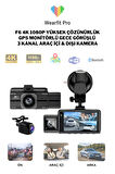Wearfitpro F6 4K 1080P Monitörlü Gece Görüşlü 3 Kanal Araç  İç Dış Kamera