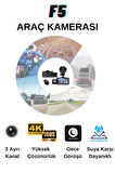 Wearfitpro F6 4K 1080P Monitörlü Gece Görüşlü 3 Kanal Araç  İç Dış Kamera