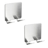 Microcase Çok Amaçlı Mutfak Banyo vb Alanlar için Metal Havlu Bornoz Askılık Kanca 2 Adet - GÜMÜŞ AL4962