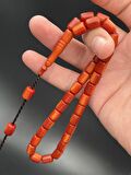 F942.300928 Fiber Turuncu 33 Tane (Habbe) Sistem Püskül Dahil 35cm Silindir Model Tesbih